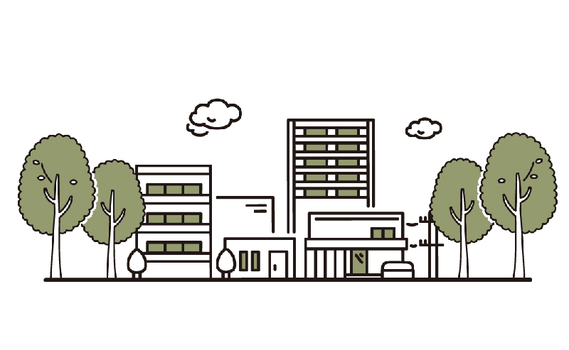 施行された町並みのイラスト